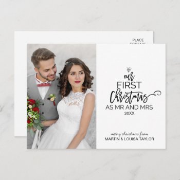 Our First Christmas As Mr And Mrs Photo Holiday Postcard by ChristmasPaperCo at Zazzle