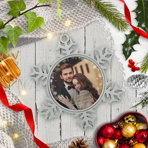 Our First Christmas As Mr And Mrs Photo Ornament