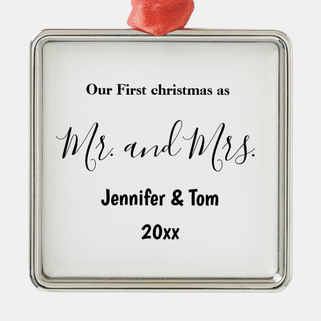 our first christmas as mr and mrs photo wedding ce metal ornament (Front)