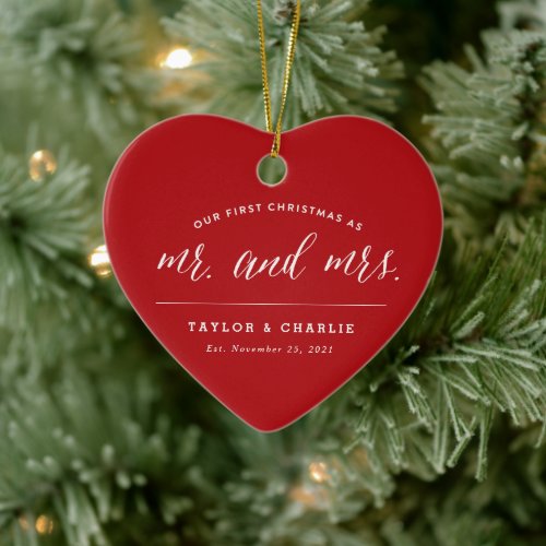 Our First Christmas As Mr And Mrs Photo Wedding Ceramic Ornament