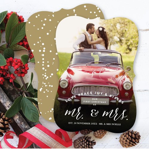 Our First Christmas As Mr And Mrs Photo Wedding Holiday Card