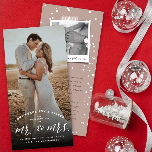 Our First Christmas As Mr And Mrs Photo Wedding Holiday Card