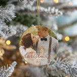 Our First Christmas As Mr And Mrs Rose Gold Foil Ceramic Ornament<br><div class="desc">Our First Christmas As Mr And Mrs Rose Gold Foil Ceramic Ornament</div>