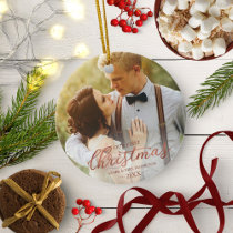 Our First Christmas As Mr And Mrs Rose Gold Foil Ceramic Ornament
