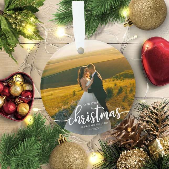 Our First Christmas As Mr And Mrs Simple Elegant Ornament (Creator Uploaded)