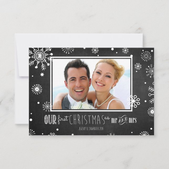 Our First Christmas as Mr and Mrs Snowflake Card (Front)