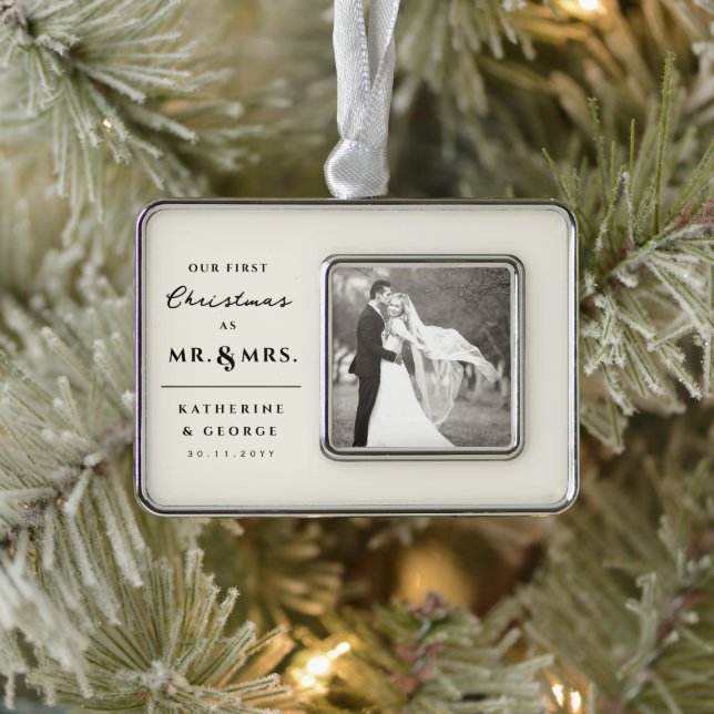 Our First Christmas As Mr. And Mrs. Wedding Photo Ornament (Tree)