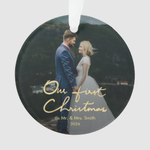 Our First Christmas as Mr and Mrs Wedding Photo Ornament