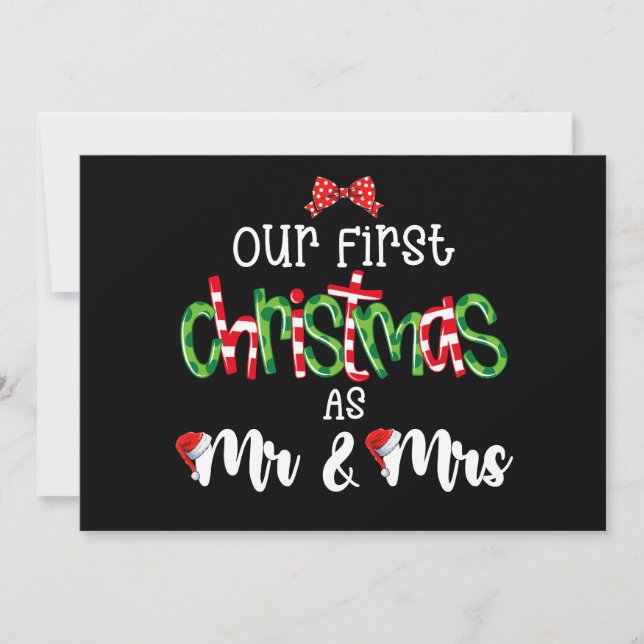 Our First Christmas As Mr And Mrs Wife Husband Cou Invitation (Front)