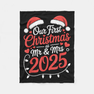 Our First Christmas As Mr Mrs 2025 Married Couples Fleece Blanket