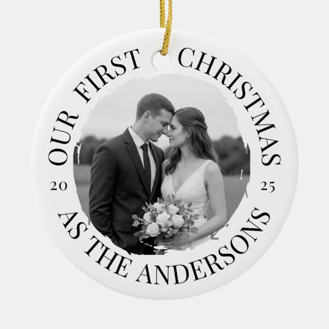 Our First Christmas as Mr & Mrs Ceramic Ornament (Front)