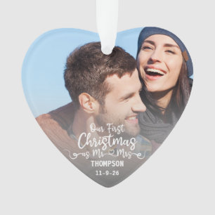 Our First Christmas as Mr & Mrs Custom 2 Photo Ornament