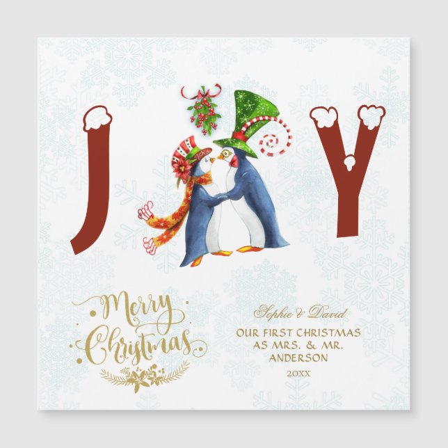 Our First Christmas As Mr. & Mrs.Cute Penguins (Front)