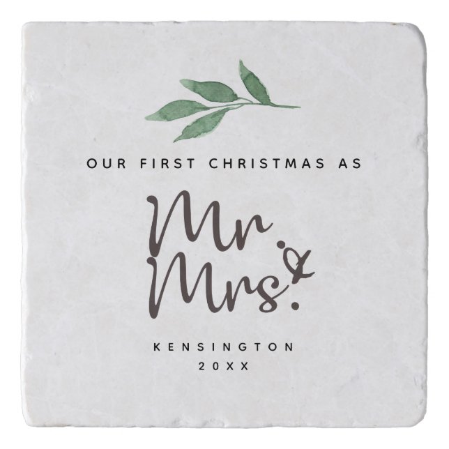Our First Christmas As Mr. & Mrs. Heirloom Trivet (Front)