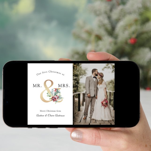 Our first Christmas as Mr. & Mrs. Holiday Card (Front Digital)