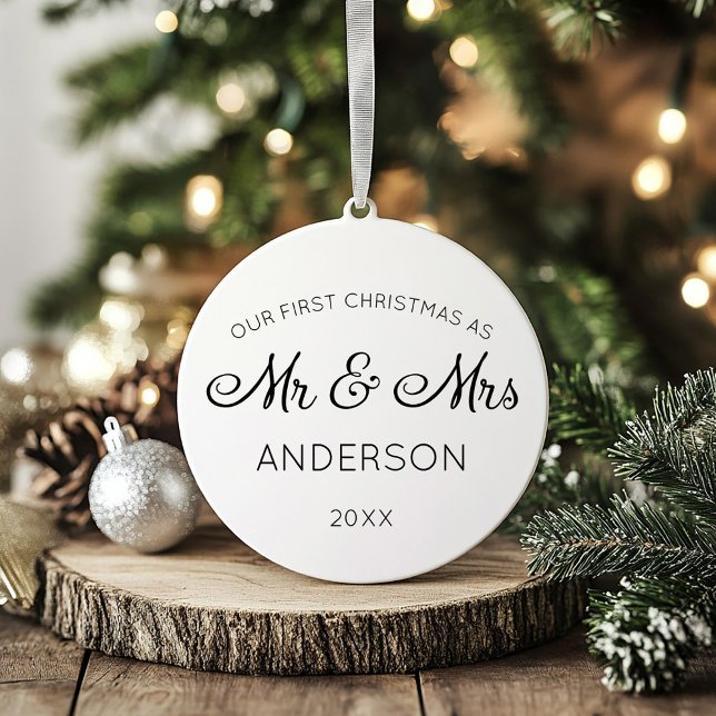 Our First Christmas As Mr & Mrs Holiday Christmas Ceramic Ornament (Creator Uploaded)