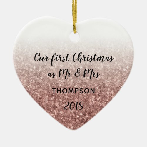 Our First Christmas as Mr  Mrs Married Couple Ceramic Ornament