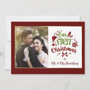 Our First Christmas as Mr. & Mrs. Monogram Holiday Card