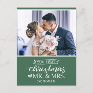 Our first Christmas as mr & mrs newlyweds Holiday Postcard