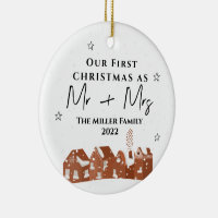 Dried Floral Wood Ornament- First Christmas as Mr and Mrs – Pixels