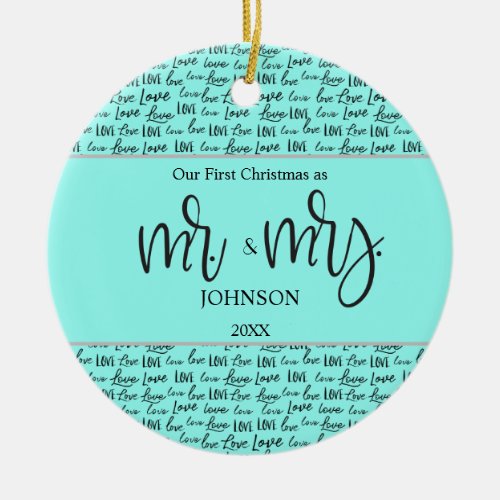 Our First Christmas as Mr  Mrs Personalized K Ceramic Ornament