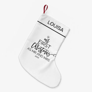 Our First Christmas as Mr & Mrs Personalized Name Small Christmas Stocking