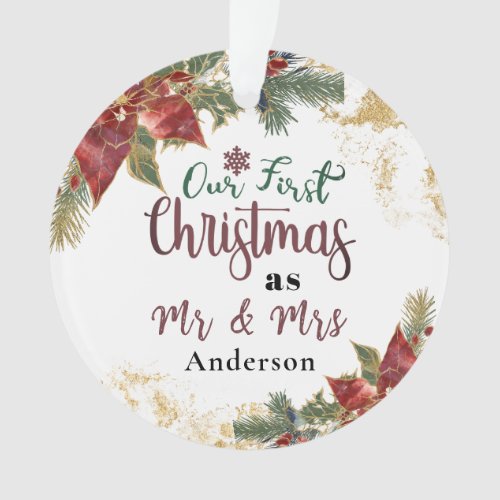 Our First Christmas as Mr  Mrs Personalized Ornament