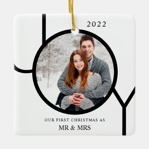Our First Christmas As Mr  Mrs Photo Ceramic Ornament
