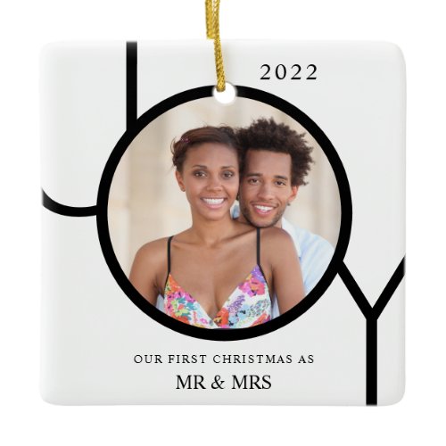 Our First Christmas As Mr &amp; Mrs Photo Ceramic Ornament