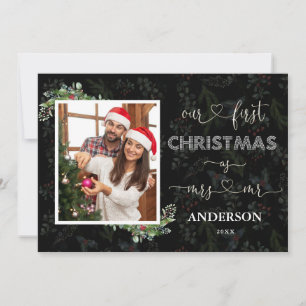 Our First Christmas As Mr. & Mrs. Script Photo Invitation