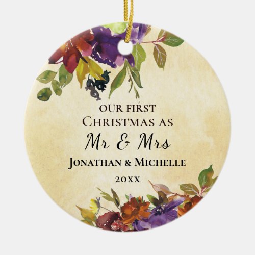 Our First Christmas as Mr  Mrs Wedding Bible Ceramic Ornament