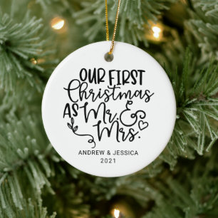 Our First Christmas as Mr. & Mrs. Wedding Ceramic Ornament