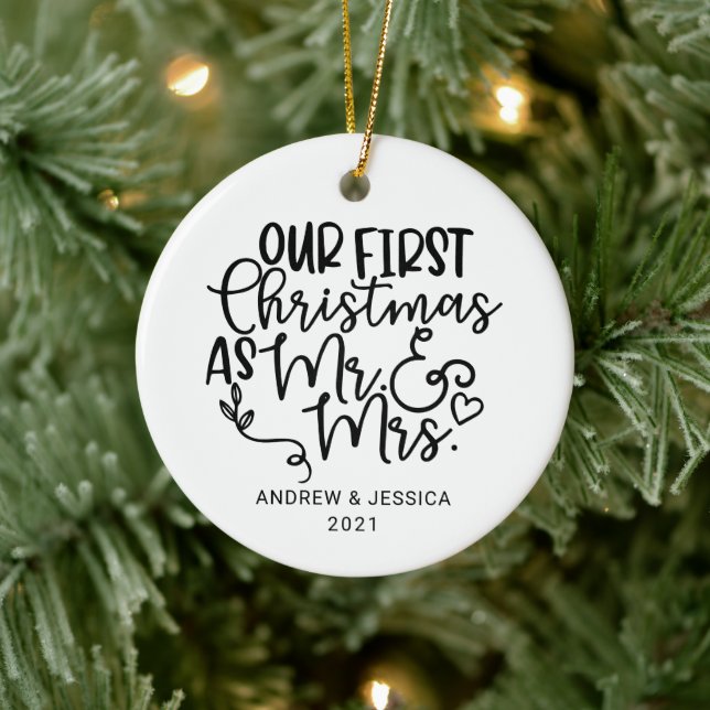 Our First Christmas as Mr. & Mrs. | Wedding Ceramic Ornament (Tree)