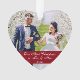 Our First Christmas as Mr. & Mrs. Wedding Heart S Ornament