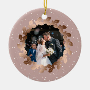 Our first Christmas as Mr. & Mrs. wedding photo Ceramic Ornament