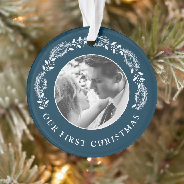 Our first Christmas as Mr. & Mrs. wedding photo Ornament (Tree)