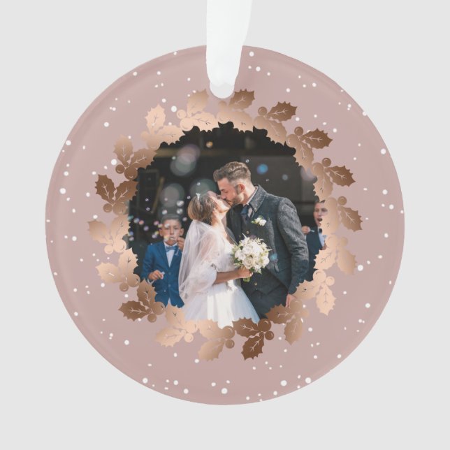 Our first Christmas as Mr. & Mrs. wedding photo Ornament (Front)