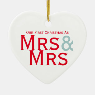 Our First Christmas as Mrs and Mrs Lesbian Themed Ceramic Ornament