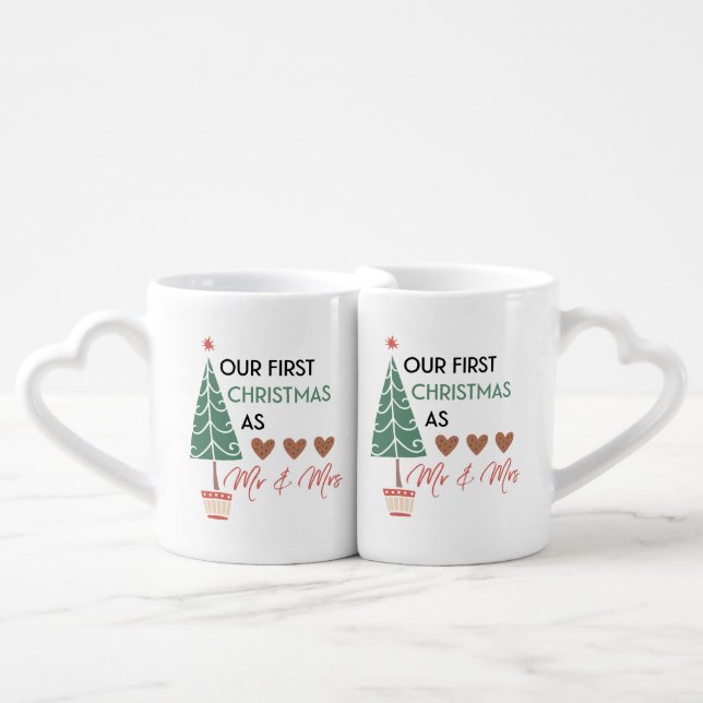 Our First Christmas As Mrs & Mrs // Couples Coffee Mug Set (Front Nesting)