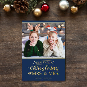 Our first Christmas as mrs & mrs lgbt Foil Holiday Card