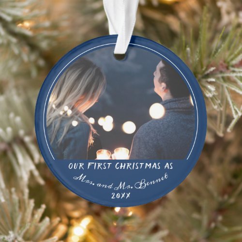 Our First Christmas as Mrs  Mrs Wedding Photo Ornament