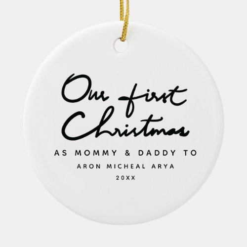 Our First Christmas as Mummy and Daddy Elegant Ceramic Ornament