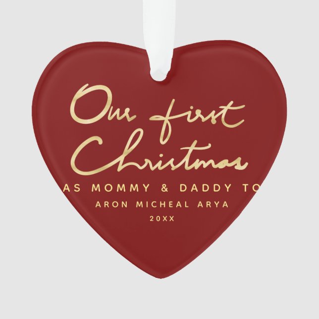 Our First Christmas as Mummy and Daddy Keepsake Ornament (Front)