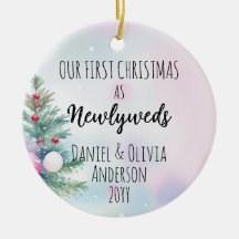 Our First Christmas As Newlyweds Watercolor Pastel