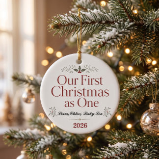 ''Our First Christmas As One'' Personalized Ceramic Ornament