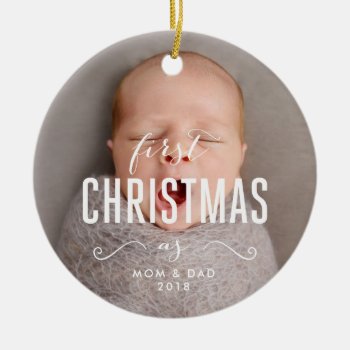Our First Christmas As Parents Ornament by blush_printables at Zazzle