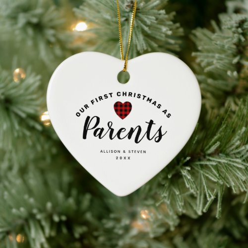 Our First Christmas As Parents Personalized Heart Ceramic Ornament