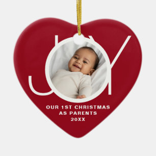 Our First Christmas As Parents Photo Red  Ceramic Ornament