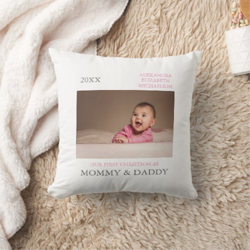 Our First Christmas As Parents Throw Pillow