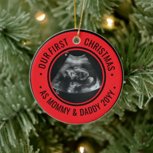 Our First Christmas as Parents Ultrasound Ceramic Ornament